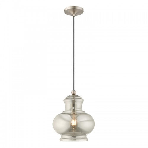 1 Light Brushed Nickel Single Pendant Livex