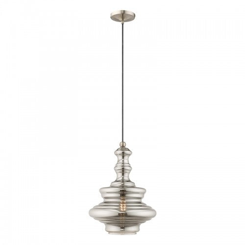 1 Light Brushed Nickel Single Pendant Livex