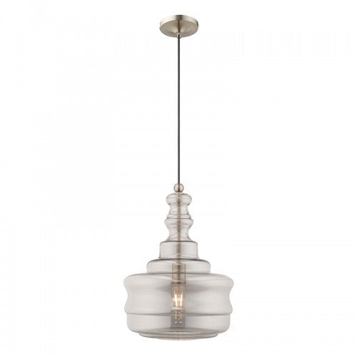 1 Light Brushed Nickel Single Pendant Livex