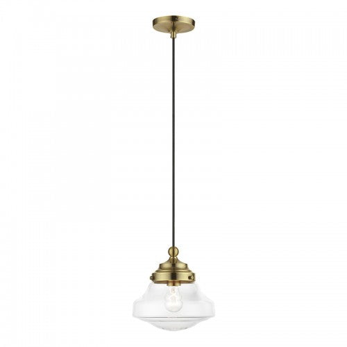 1 Light Antique Brass Mini Pendant Livex