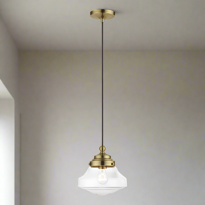 1 Light Antique Brass Mini Pendant Livex