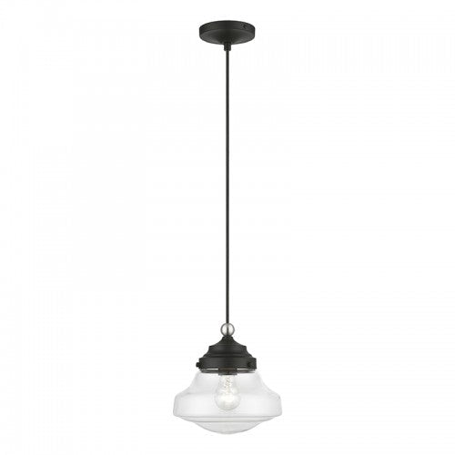 1 Light Black with Brushed Nickel Accent Mini Pendant Livex