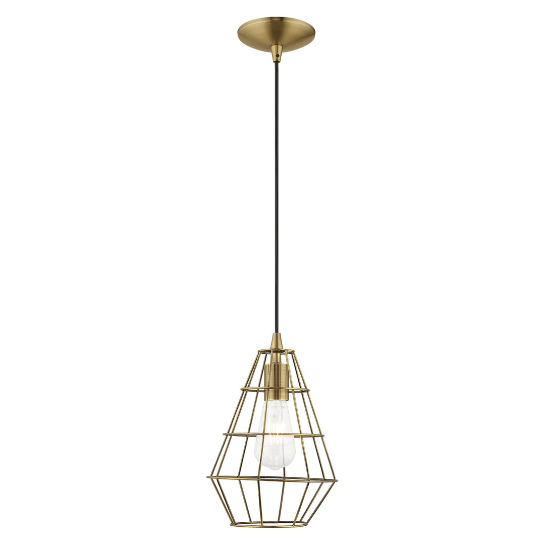 1 Light Antique Brass Single Pendant Livex