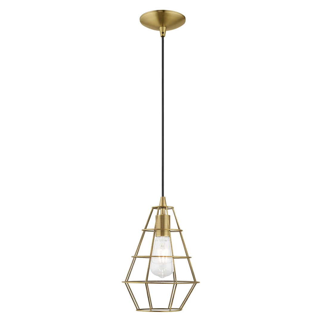 1 Light Antique Brass Single Pendant Livex