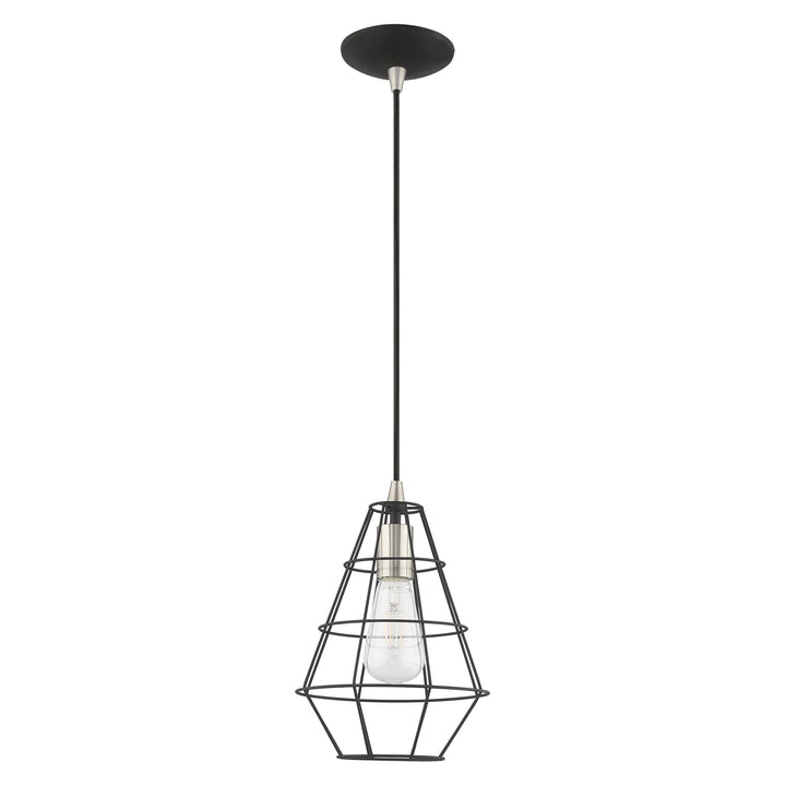 1 Light Black Single Pendant Livex