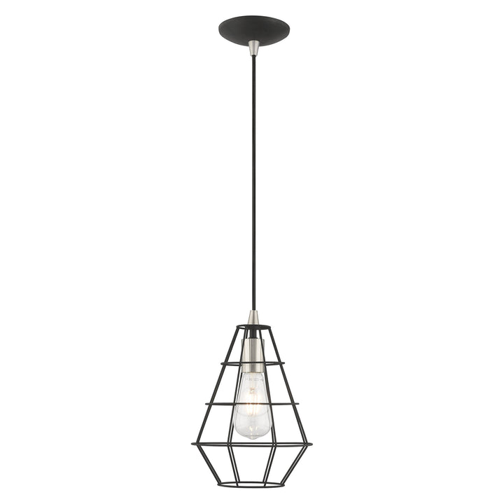 1 Light Black Single Pendant Livex