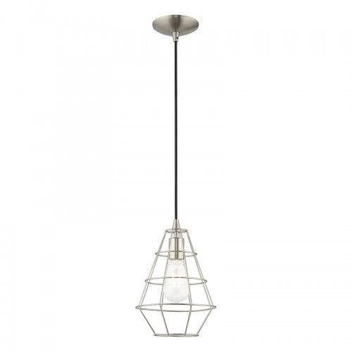 1 Light Brushed Nickel Single Pendant Livex