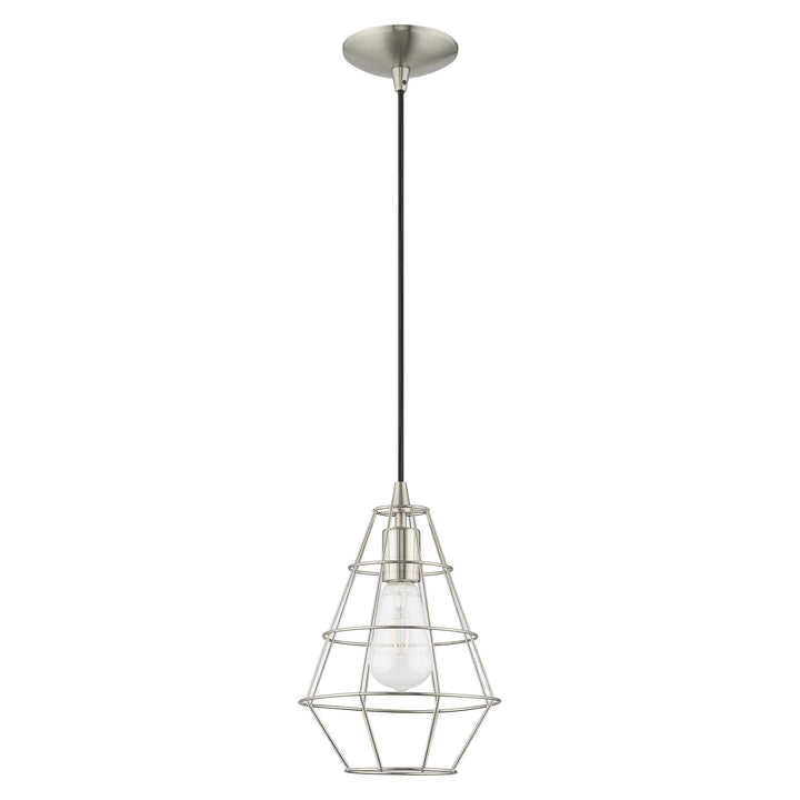 1 Light Brushed Nickel Single Pendant Livex