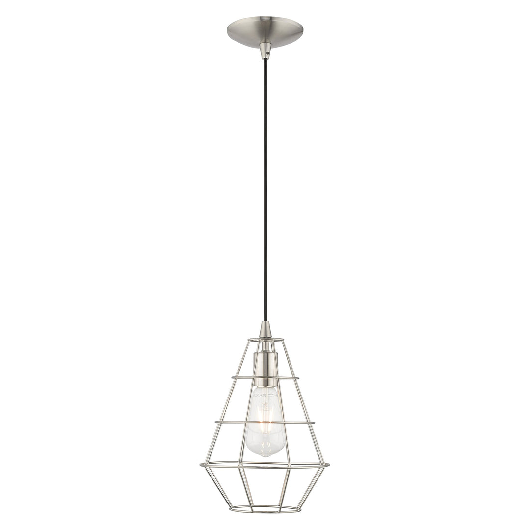 1 Light Brushed Nickel Single Pendant Livex