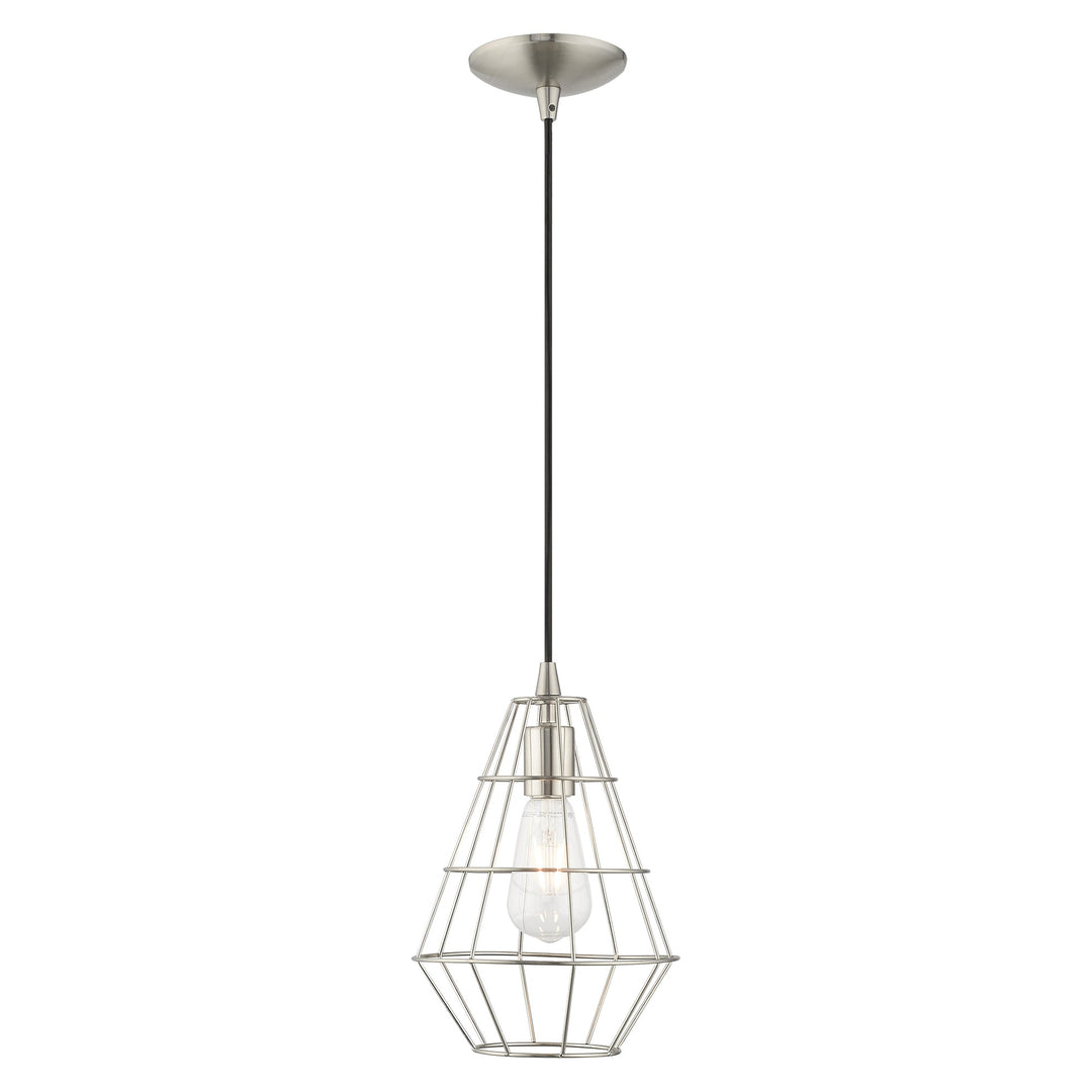 1 Light Brushed Nickel Single Pendant Livex