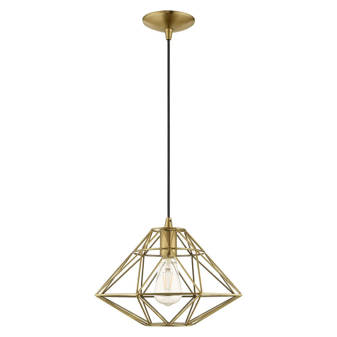 1 Light Antique Brass Single Pendant Livex