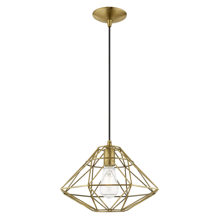 1 Light Antique Brass Single Pendant Livex