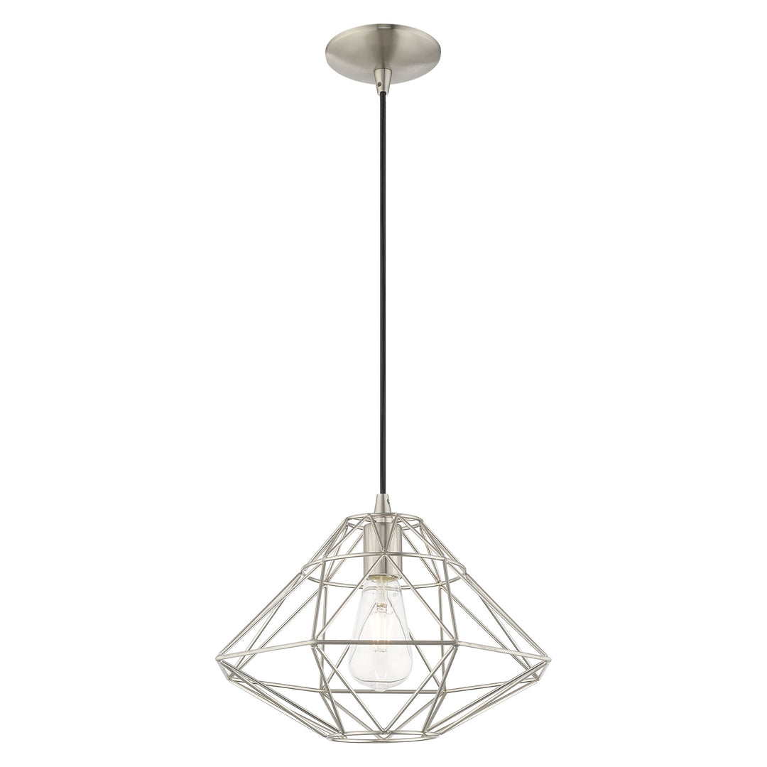 1 Light Brushed Nickel Single Pendant Livex