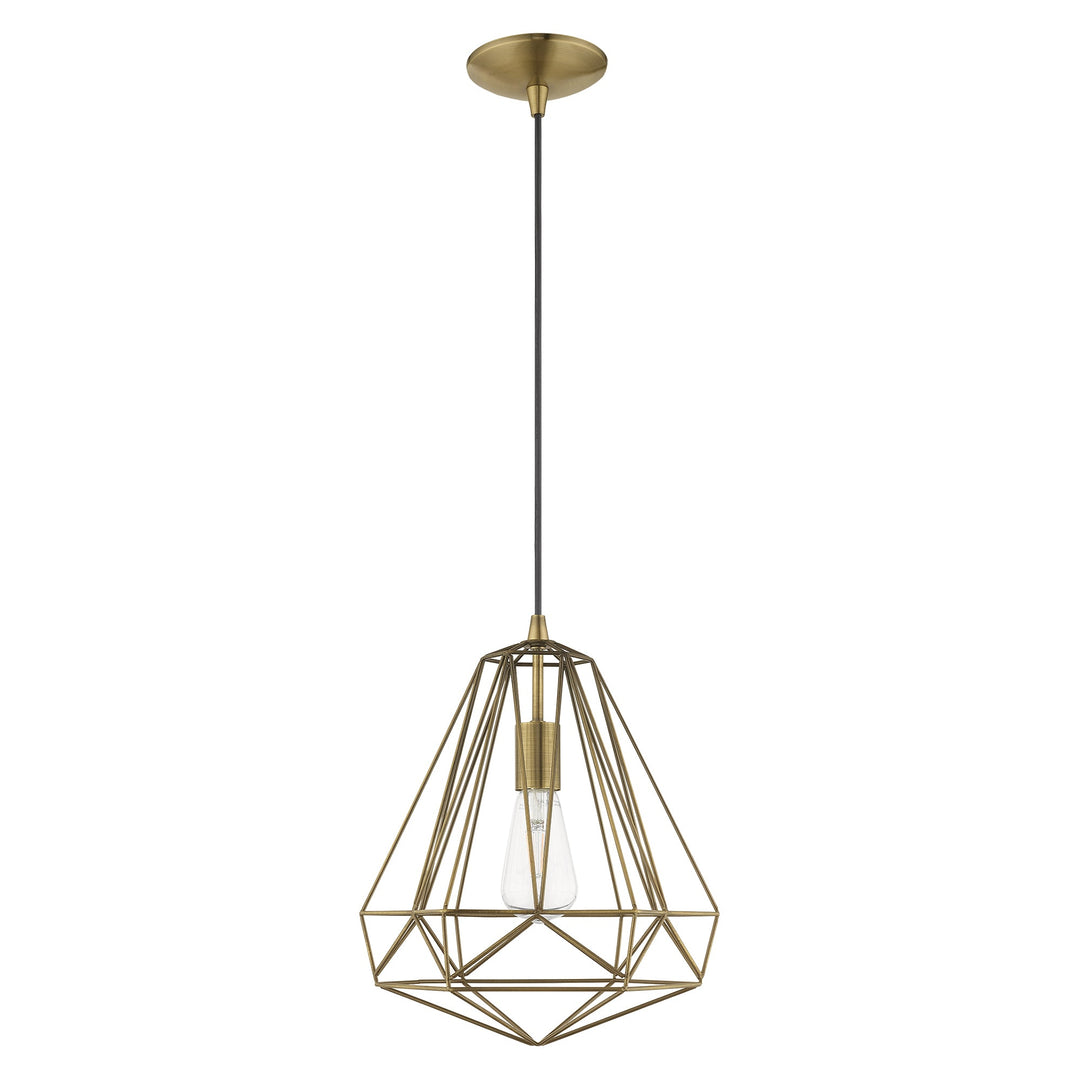 1 Light Antique Brass Single Pendant Livex