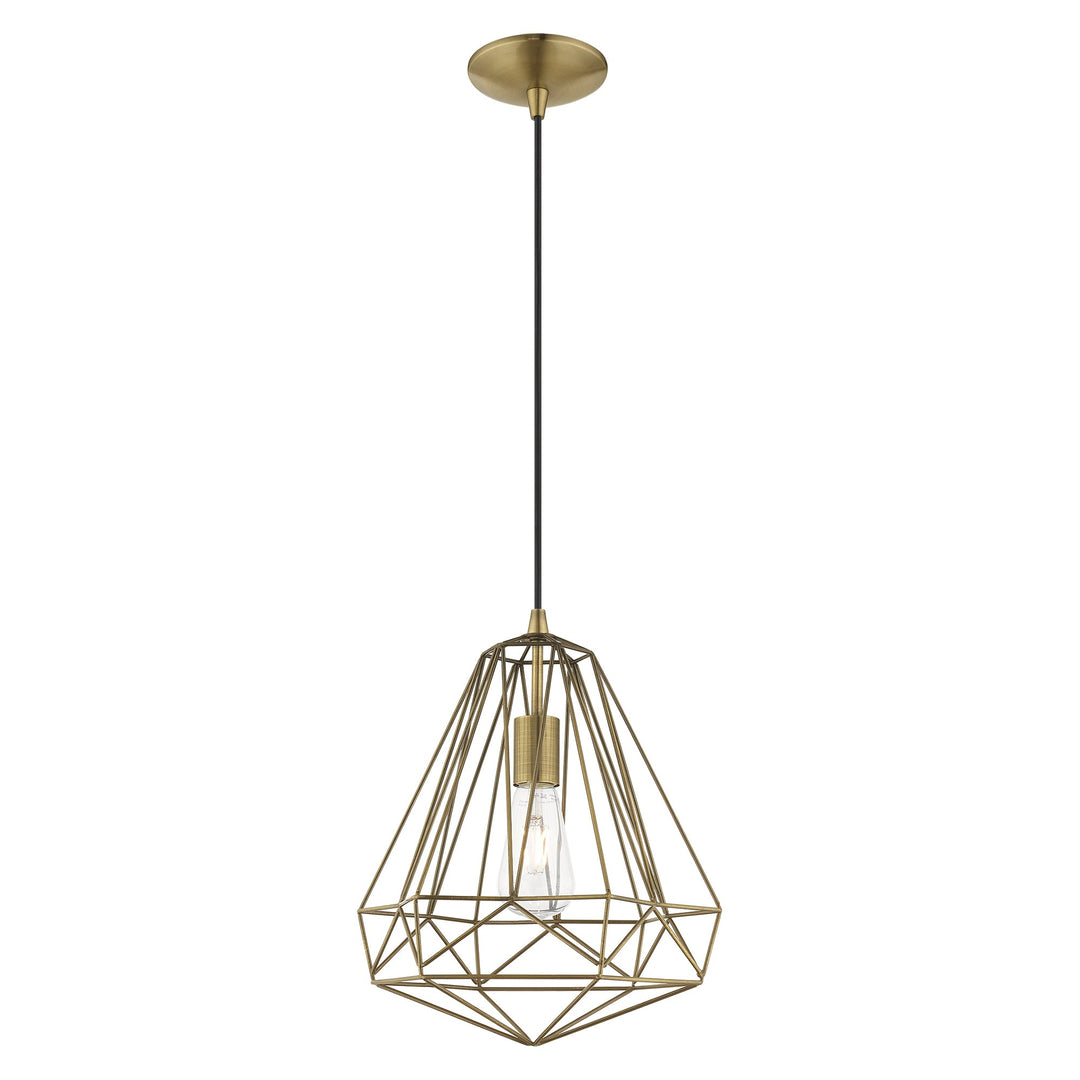 1 Light Antique Brass Single Pendant Livex