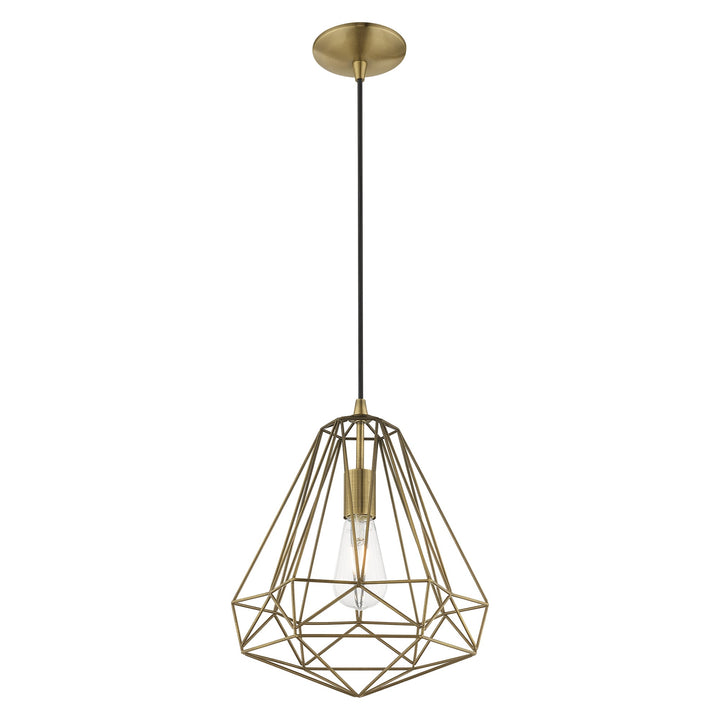 1 Light Antique Brass Single Pendant Livex