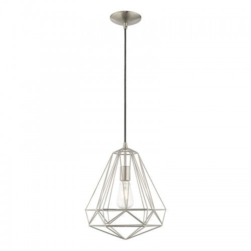 1 Light Brushed Nickel Single Pendant Livex