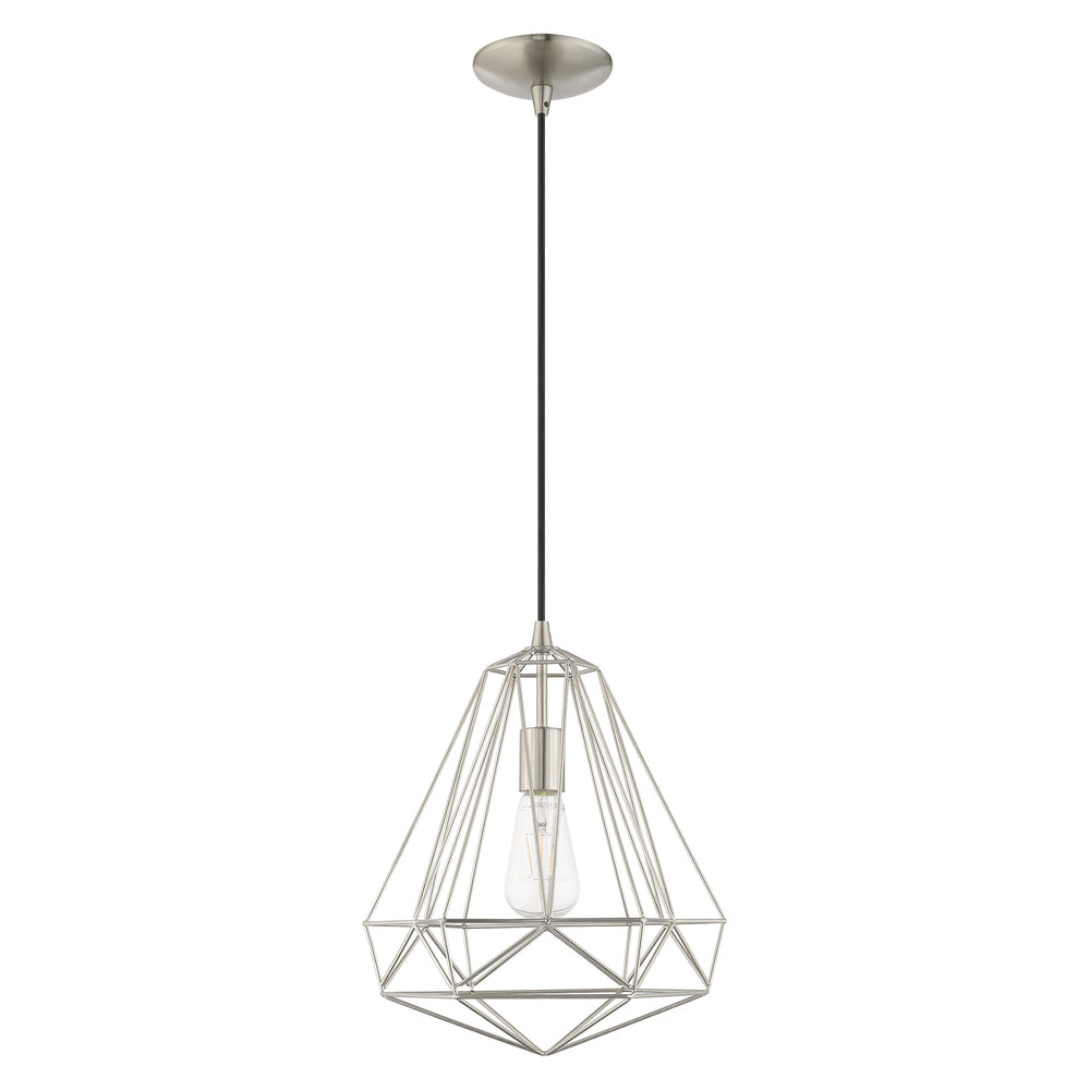 1 Light Brushed Nickel Single Pendant Livex