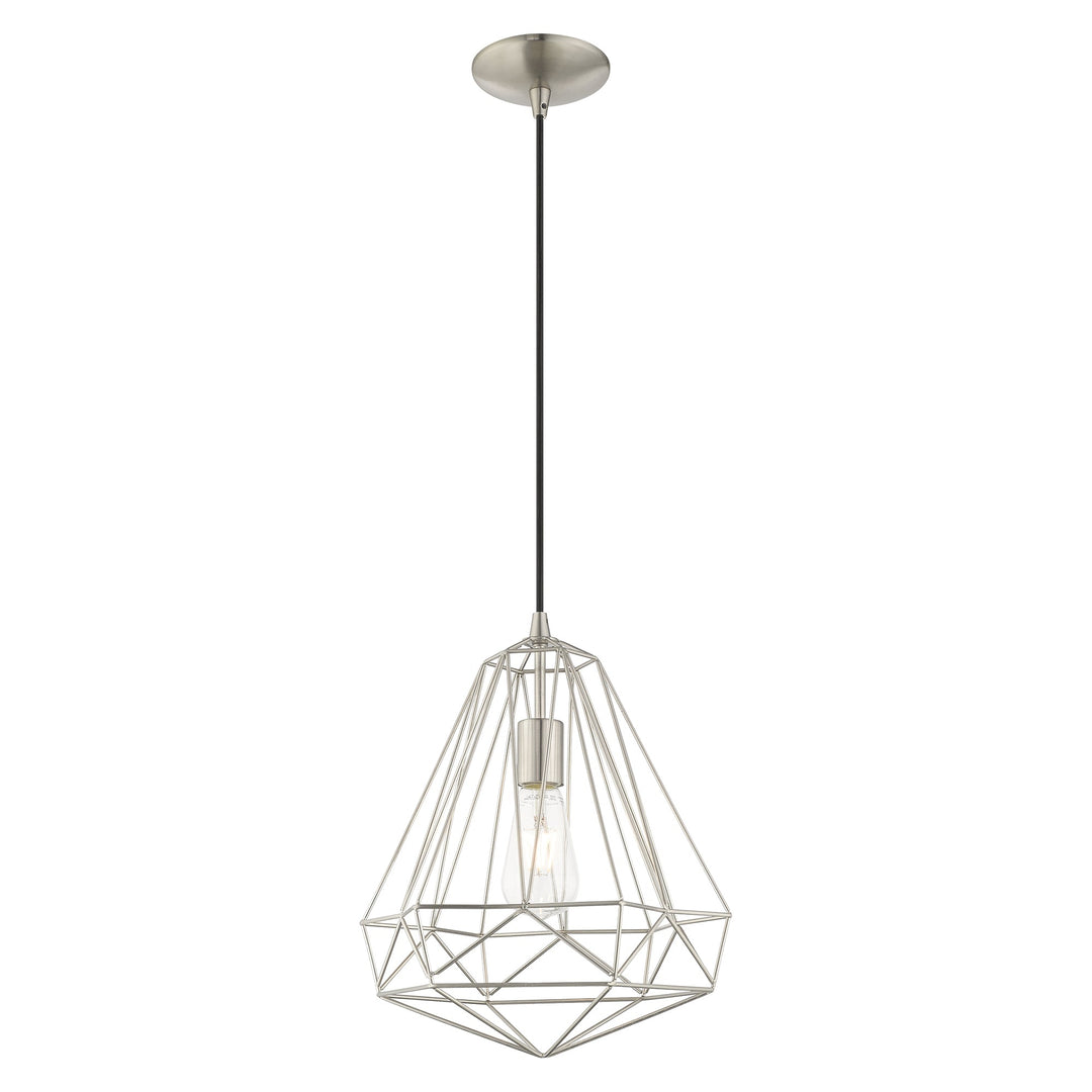 1 Light Brushed Nickel Single Pendant Livex