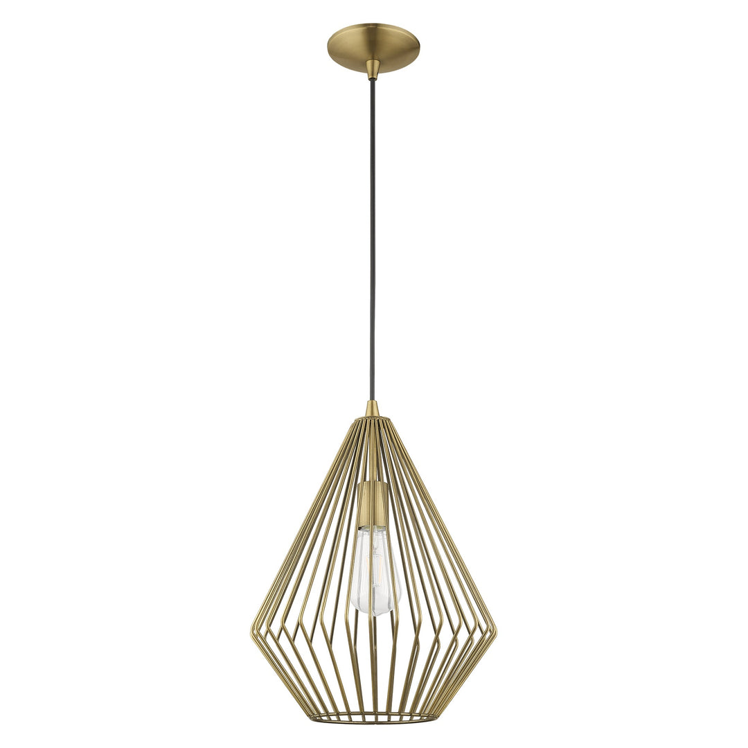 1 Light Antique Brass Single Pendant Livex