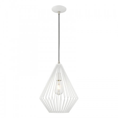 1 Light White Single Pendant Livex