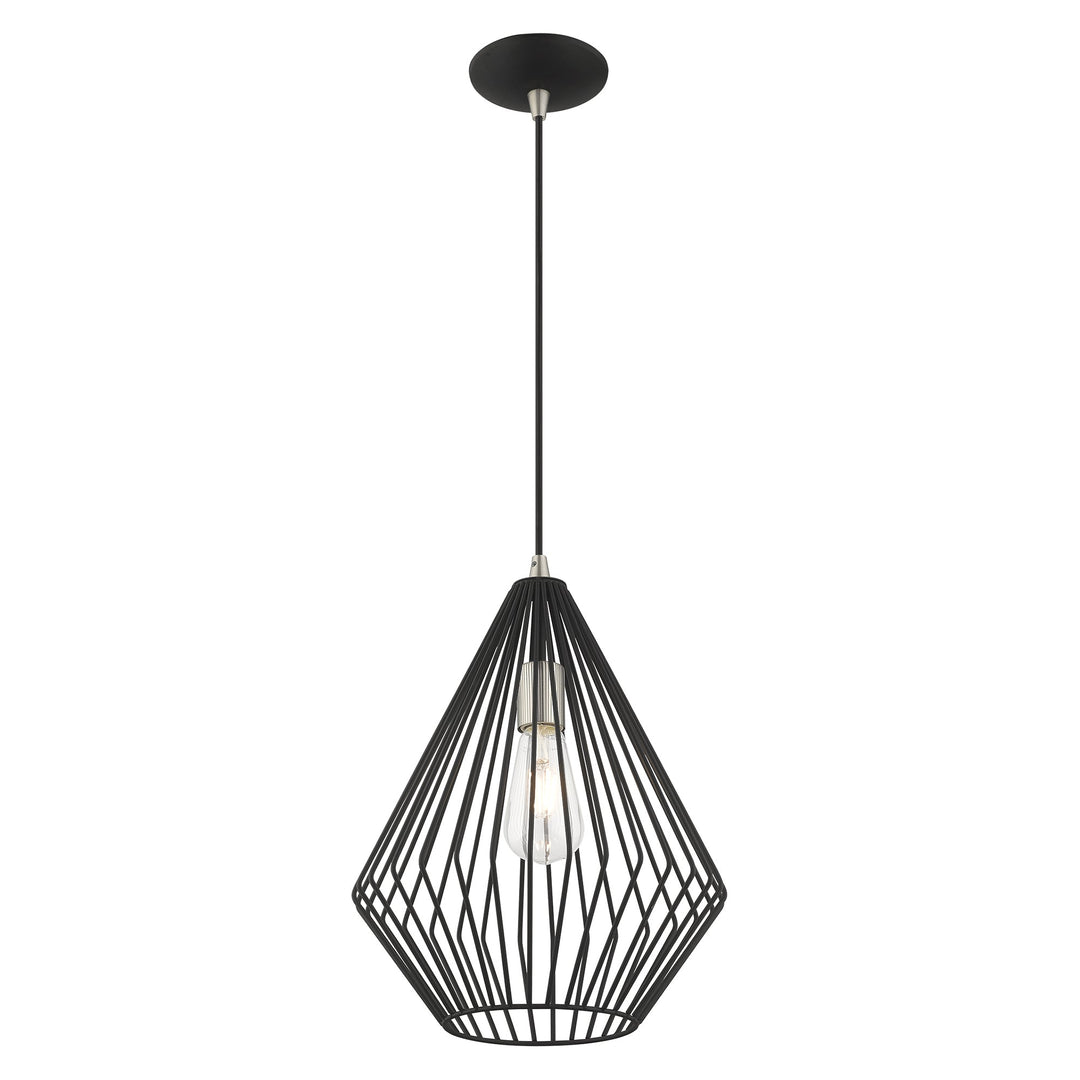 1 Light Black Single Pendant Livex