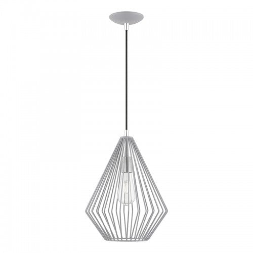 1 Light Nordic Gray with Polished Chrome Accents Pendant Livex