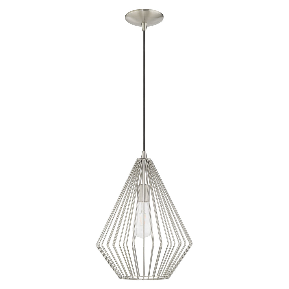 1 Light Brushed Nickel Single Pendant Livex