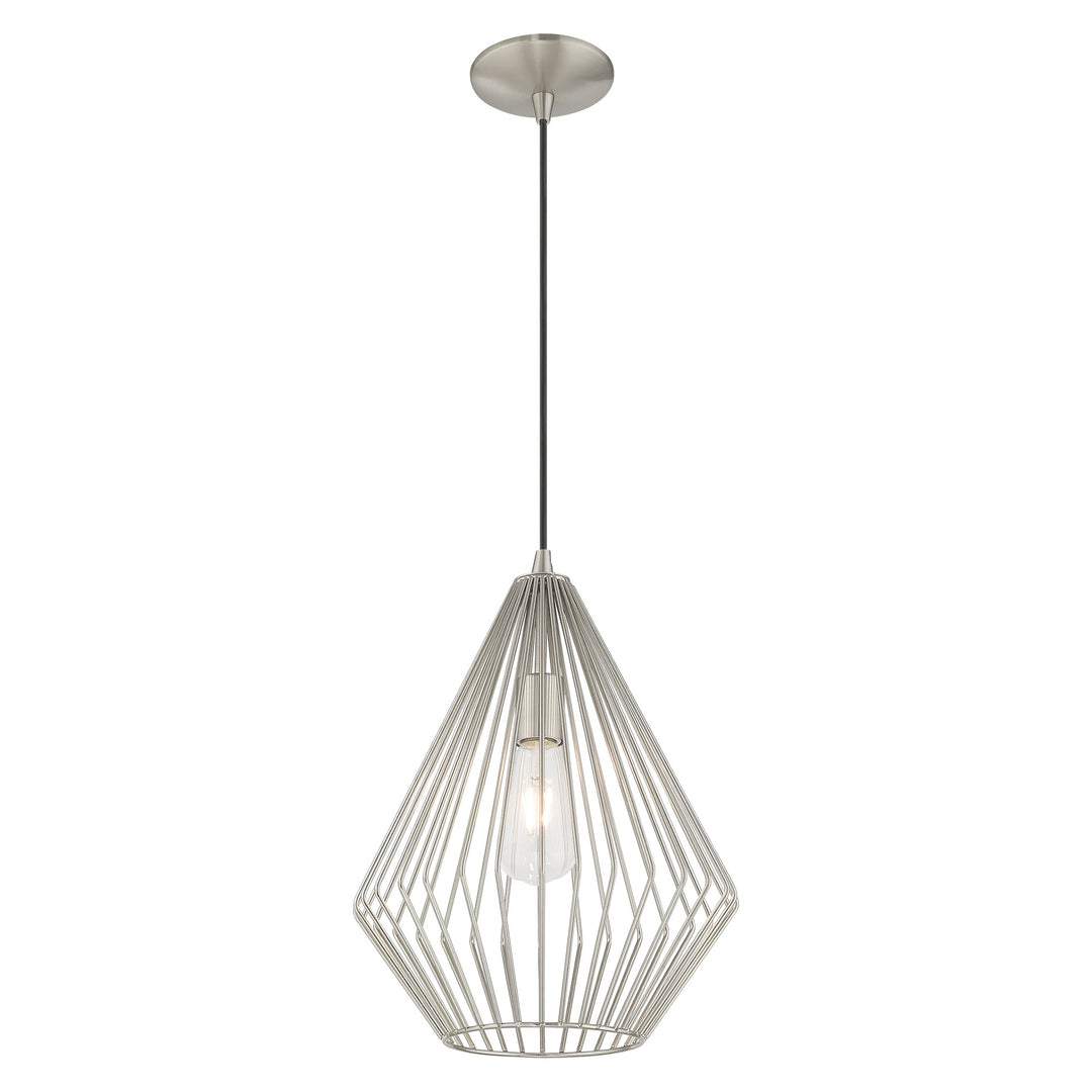 1 Light Brushed Nickel Single Pendant Livex