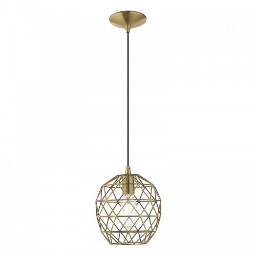 1 Light Antique Brass Single Pendant Livex