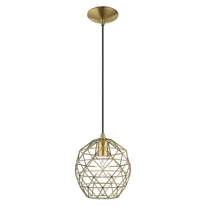 1 Light Antique Brass Single Pendant Livex