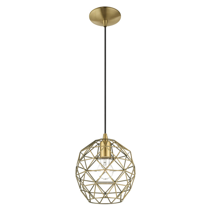 1 Light Antique Brass Single Pendant Livex