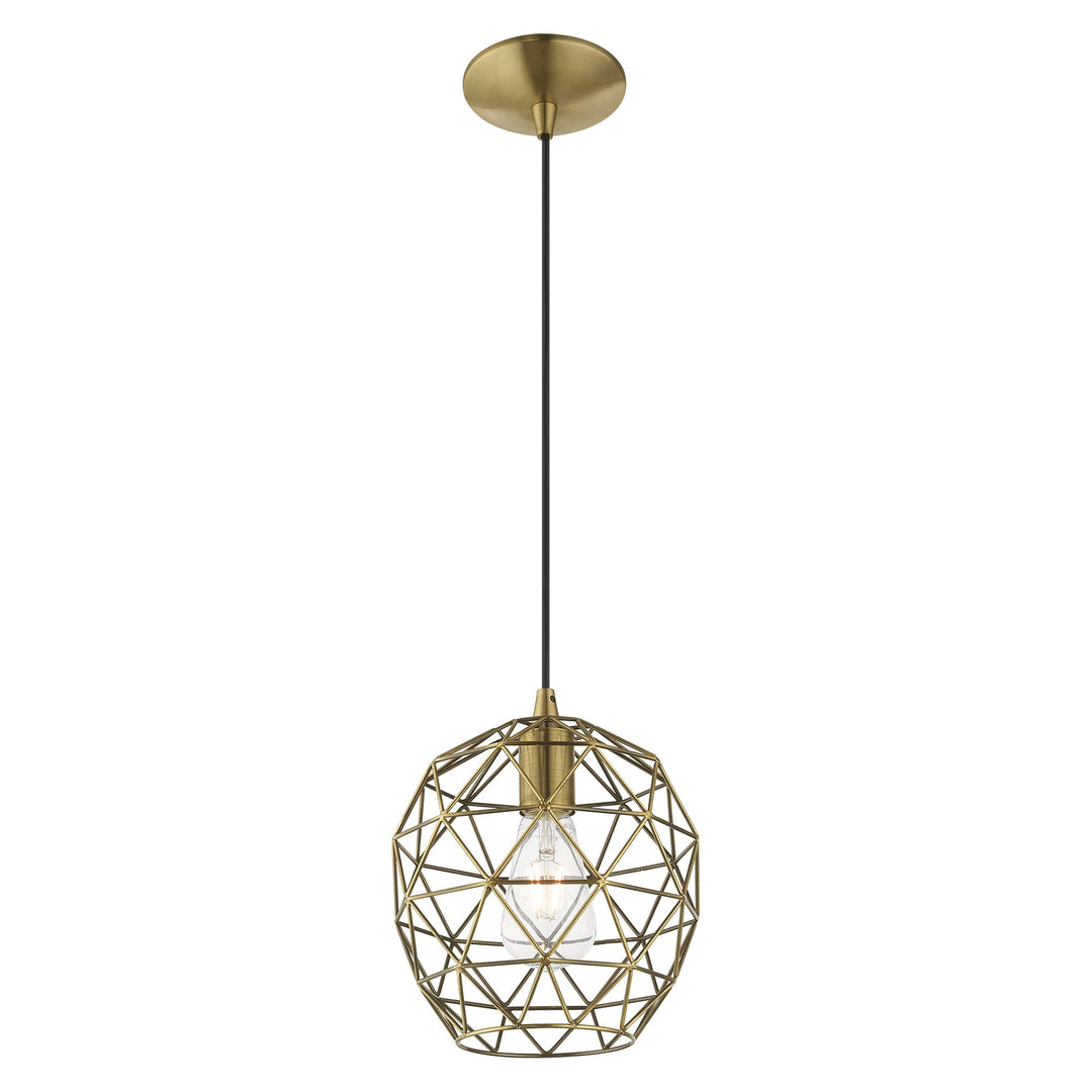 1 Light Antique Brass Single Pendant Livex