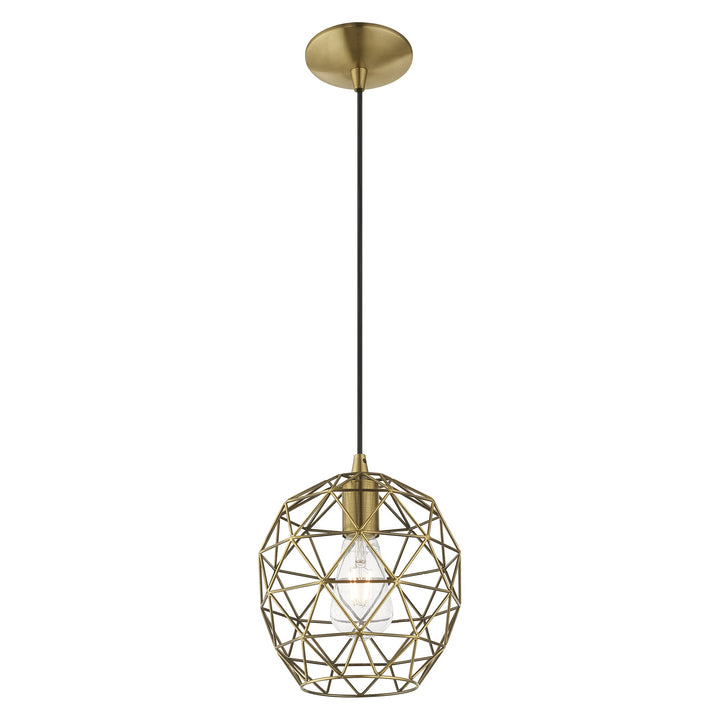 1 Light Antique Brass Single Pendant Livex