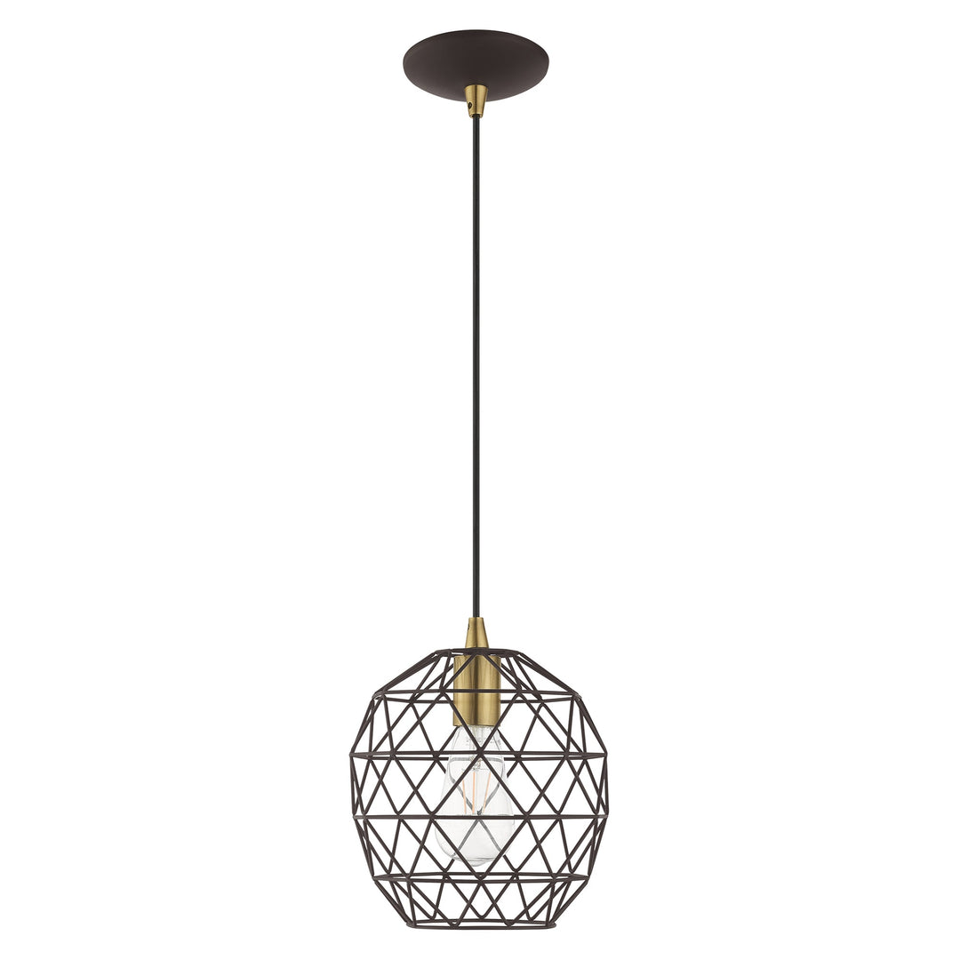 1 Light Bronze Single Pendant Livex