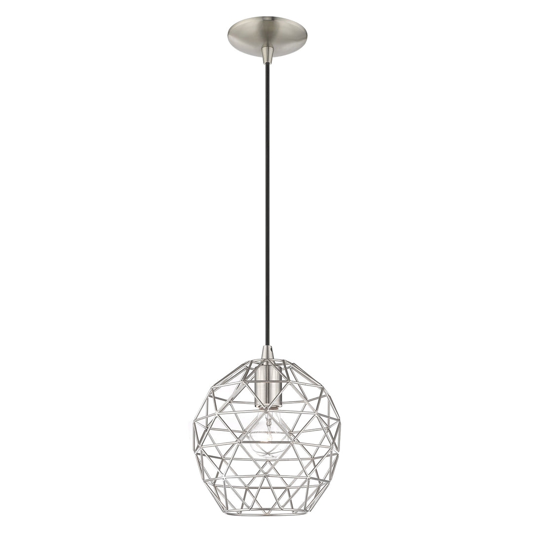 1 Light Brushed Nickel Single Pendant Livex