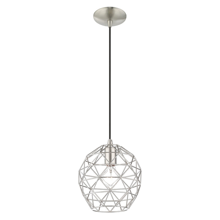 1 Light Brushed Nickel Single Pendant Livex