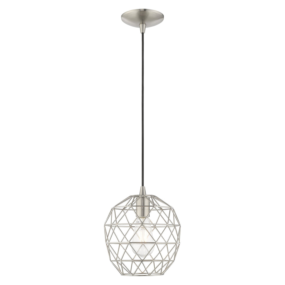 1 Light Brushed Nickel Single Pendant Livex