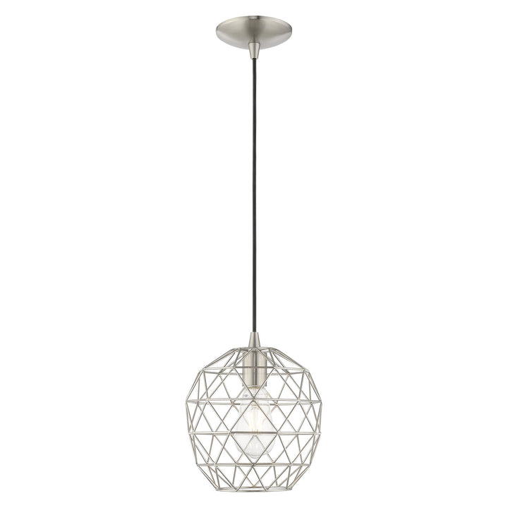 1 Light Brushed Nickel Single Pendant Livex