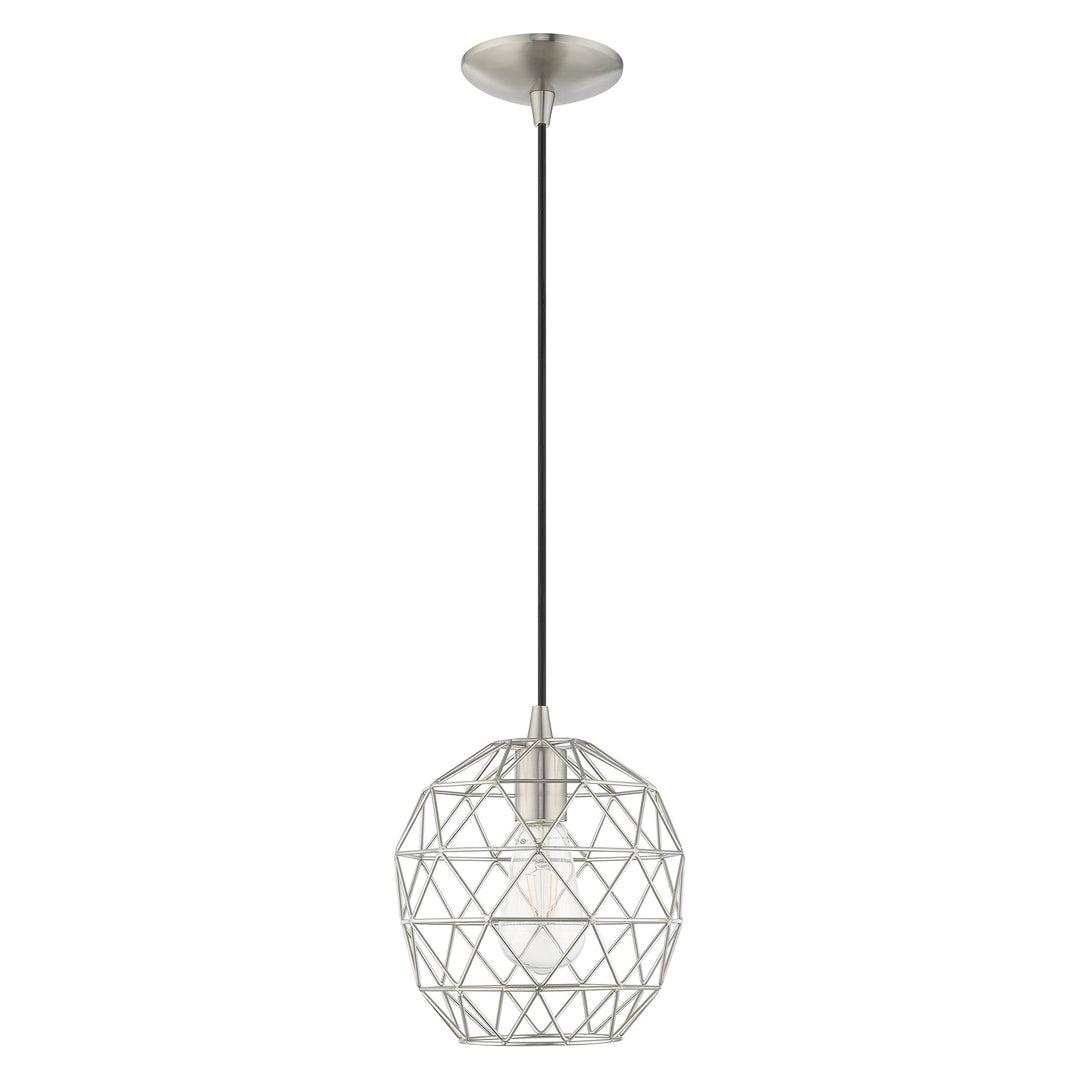 1 Light Brushed Nickel Single Pendant Livex