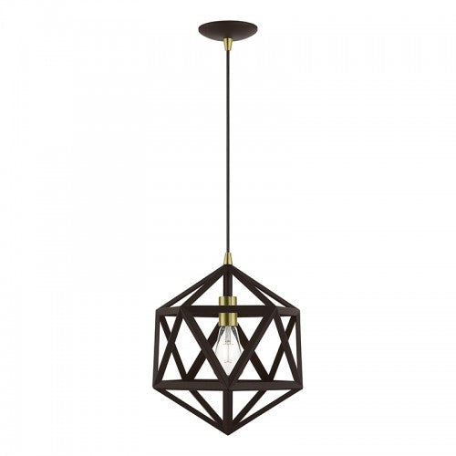 1 Light Bronze with Antique Brass Accents Pendant Livex