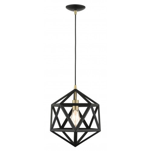 1 Light Textured Black Pendant Livex