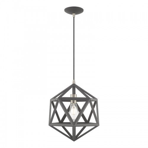 1 Light Scandinavian Gray Single Pendant Livex