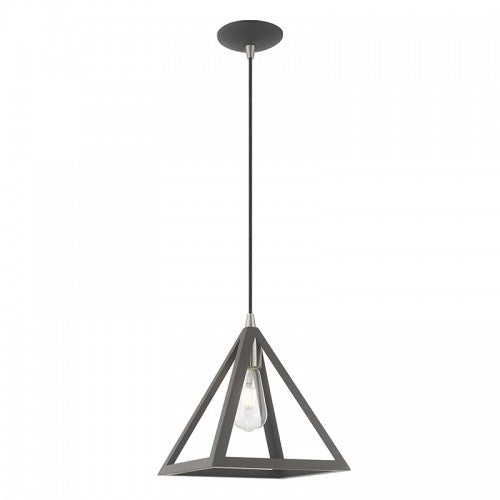 1 Light Scandinavian Gray Single Pendant Livex