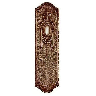 COPPER MOUNTAIN HARDWARE 11 Inch Ribbon & Bow Solid Brass Push Plate (Antique Brass Finish)