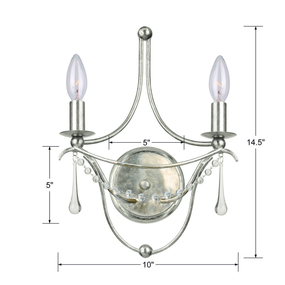 Crystorama Crystorama Metro 2 Light Antique Silver Sconce