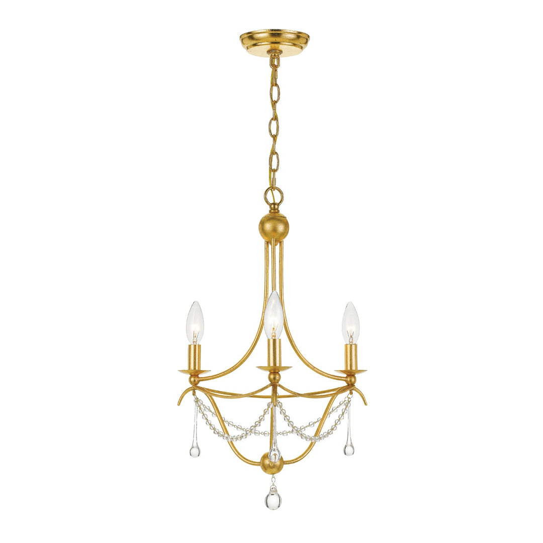 Metro 3 Light Antique Gold Mini Chandelier Crystorama