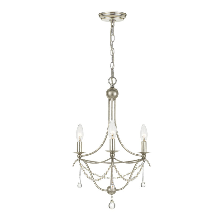 Metro 3 Light Antique Silver Mini Chandelier Crystorama