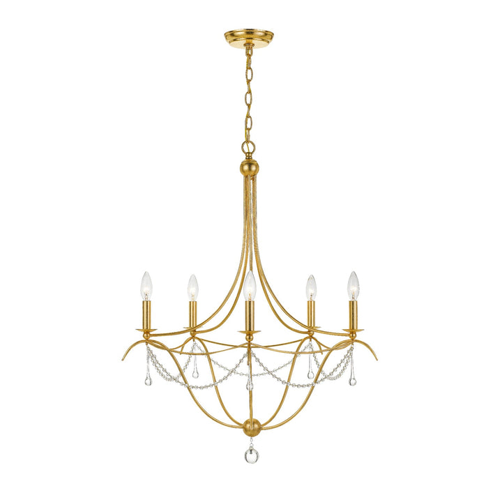 Metro 5 Light Antique Gold Chandelier Crystorama