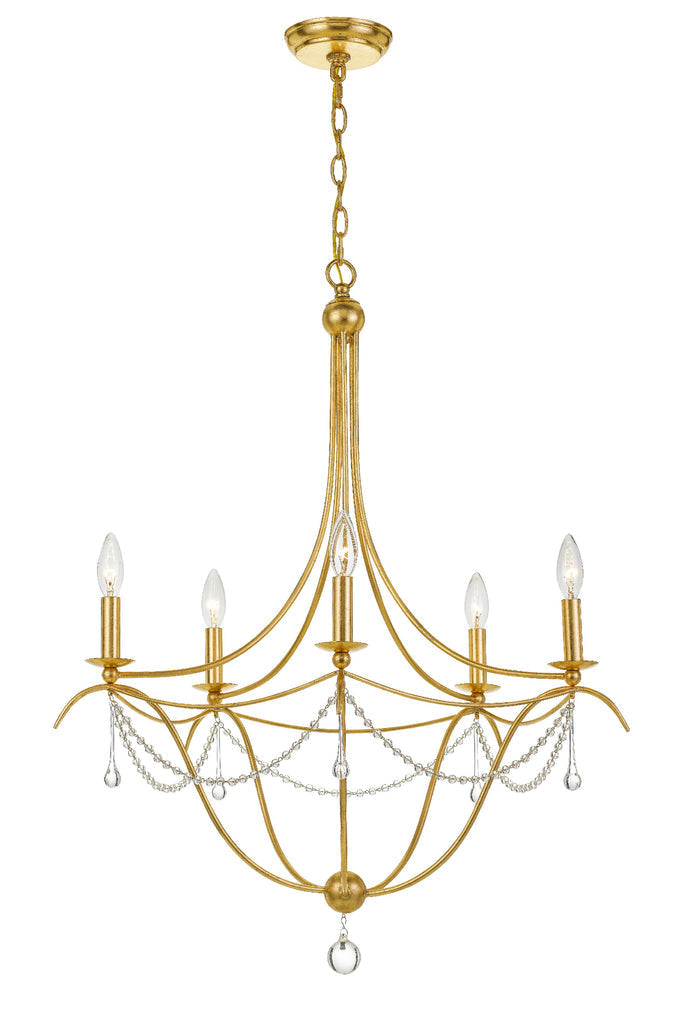 Metro 5 Light Antique Gold Chandelier Crystorama